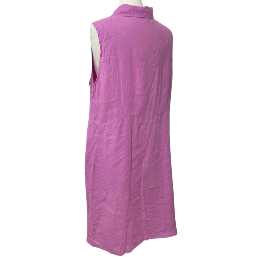 Flax 100% Linen Raspberry Button Front Shirt Dres… - image 7